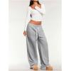 imageSHENHE Womens Low Rise Wide Leg Sweatpants Baggy Pants Drawstring Casual Workout Lounge PantsGrey