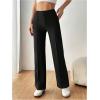 imageSHENHE Womens Straight Leg Dress Pants High Waisted Slacks Casual Work Office Pants TrousersBlack