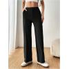 imageSHENHE Womens Straight Leg Dress Pants High Waisted Slacks Casual Work Office Pants TrousersBlack