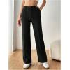 imageSHENHE Womens Straight Leg Dress Pants High Waisted Slacks Casual Work Office Pants TrousersBlack