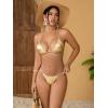 imageSHENHE Womens Swim Suits 2024 Metal Halter Neck Bow Tie String Thong Bikini SetsGold