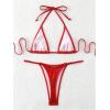 imageSHENHE Womens Swim Suits 2024 Metal Halter Neck Bow Tie String Thong Bikini SetsRed