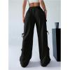 imageSHENHE Womens Wide Leg Baggy Sweatpants Elastic Waist Tie Bow Pants Loose Long PantsBlack