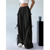 imageSHENHE Womens Wide Leg Baggy Sweatpants Elastic Waist Tie Bow Pants Loose Long PantsBlack