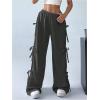 imageSHENHE Womens Wide Leg Baggy Sweatpants Elastic Waist Tie Bow Pants Loose Long PantsGrey
