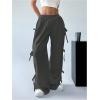 imageSHENHE Womens Wide Leg Baggy Sweatpants Elastic Waist Tie Bow Pants Loose Long PantsGrey