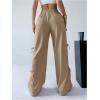 imageSHENHE Womens Wide Leg Baggy Sweatpants Elastic Waist Tie Bow Pants Loose Long PantsKhaki