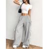 imageSHENHE Womens Wide Leg Baggy Sweatpants Elastic Waist Tie Bow Pants Loose Long PantsLight Grey