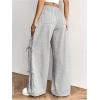 imageSHENHE Womens Wide Leg Baggy Sweatpants Elastic Waist Tie Bow Pants Loose Long PantsLight Grey