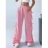 imageSHENHE Womens Wide Leg Baggy Sweatpants Elastic Waist Tie Bow Pants Loose Long PantsPink