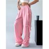 imageSHENHE Womens Wide Leg Baggy Sweatpants Elastic Waist Tie Bow Pants Loose Long PantsPink