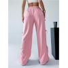 imageSHENHE Womens Wide Leg Baggy Sweatpants Elastic Waist Tie Bow Pants Loose Long PantsPink