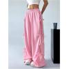 imageSHENHE Womens Wide Leg Baggy Sweatpants Elastic Waist Tie Bow Pants Loose Long PantsPink