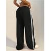 imageSHENHE Womens Wide Leg Loose Sweatpants Low Rise Y2k Drawstring Workout Sports PantsBlack