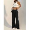 imageSHENHE Womens Wide Leg Loose Sweatpants Low Rise Y2k Drawstring Workout Sports PantsBlack