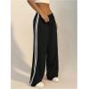 imageSHENHE Womens Wide Leg Loose Sweatpants Low Rise Y2k Drawstring Workout Sports PantsBlack