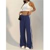 imageSHENHE Womens Wide Leg Loose Sweatpants Low Rise Y2k Drawstring Workout Sports PantsDeep Blue