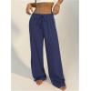imageSHENHE Womens Wide Leg Loose Sweatpants Low Rise Y2k Drawstring Workout Sports PantsDeep Blue