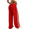 imageSHENHE Womens Wide Leg Loose Sweatpants Low Rise Y2k Drawstring Workout Sports PantsRed