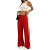 imageSHENHE Womens Wide Leg Loose Sweatpants Low Rise Y2k Drawstring Workout Sports PantsRed