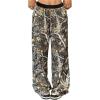 imageSHENHE Girls Camo Pants Wide Leg Loose Pants Elastic Waist Y2k Baggy Pants TrousersArmy Green