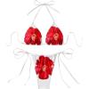 imageSHENHE Womens 2 Piece Floral Bikini Set Triangle Tie Side Halter Swimwear Bathing SuitRed and White