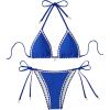 imageSHENHE Womens 2 Piece Triangle Beach Bikini Sets Color Block Halter Swimsuit Bathing SuitRoyal Blue