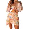 imageSHENHE Womens 4 Piece Halter Swimsuits with Cover Up Floral Triangle Cheeky Bikini SetMulticolor