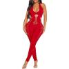 imageSHENHE Womens Cut Out Halter Neck Backless Sexy Sleeveless Unitard BodysuitRed