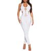 imageSHENHE Womens Cut Out Halter Neck Backless Sexy Sleeveless Unitard BodysuitWhite