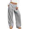 imageSHENHE Womens Low Rise Wide Leg Sweatpants Baggy Pants Drawstring Casual Workout Lounge PantsGrey