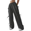 imageSHENHE Womens Wide Leg Baggy Sweatpants Elastic Waist Tie Bow Pants Loose Long PantsGrey