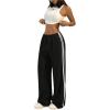 imageSHENHE Womens Wide Leg Loose Sweatpants Low Rise Y2k Drawstring Workout Sports PantsBlack