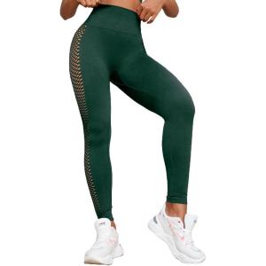 imageSHENHE Womens Fishnet Seamless High Waisted Tummy Control Workout Leggings PantsDark Green