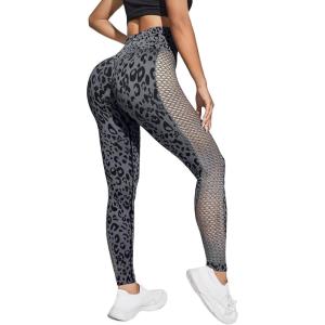 imageSHENHE Womens Fishnet Seamless High Waisted Tummy Control Workout Leggings PantsDark Grey