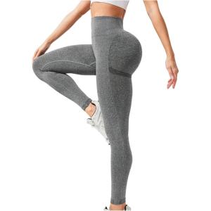 imageSHENHE Womens Fishnet Seamless High Waisted Tummy Control Workout Leggings PantsGrey C