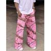 imageSHENHE Mens Graphic Straight Leg Sweatpants Loose Fit Open Bottom Y2k Casual Pants Pink Medium