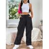 imageSHENHE Womens Baggy Loose Cargo Pants Drawstring Waist Joggers Long TrousersBlack