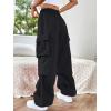 imageSHENHE Womens Baggy Loose Cargo Pants Drawstring Waist Joggers Long TrousersBlack