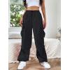 imageSHENHE Womens Baggy Loose Cargo Pants Drawstring Waist Joggers Long TrousersBlack