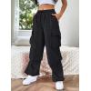 imageSHENHE Womens Baggy Loose Cargo Pants Drawstring Waist Joggers Long TrousersBlack