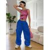 imageSHENHE Womens Baggy Loose Cargo Pants Drawstring Waist Joggers Long TrousersBlue