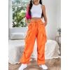 imageSHENHE Womens Baggy Loose Cargo Pants Drawstring Waist Joggers Long TrousersBurnt Orange