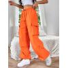 imageSHENHE Womens Baggy Loose Cargo Pants Drawstring Waist Joggers Long TrousersBurnt Orange