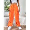 imageSHENHE Womens Baggy Loose Cargo Pants Drawstring Waist Joggers Long TrousersBurnt Orange