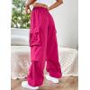imageSHENHE Womens Baggy Loose Cargo Pants Drawstring Waist Joggers Long TrousersHot Pink