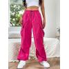imageSHENHE Womens Baggy Loose Cargo Pants Drawstring Waist Joggers Long TrousersHot Pink