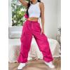 imageSHENHE Womens Baggy Loose Cargo Pants Drawstring Waist Joggers Long TrousersHot Pink