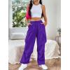 imageSHENHE Womens Baggy Loose Cargo Pants Drawstring Waist Joggers Long TrousersPurple