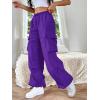 imageSHENHE Womens Baggy Loose Cargo Pants Drawstring Waist Joggers Long TrousersPurple